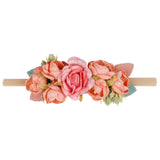 IBOWS Hair Accessories Lovely Baby Headband Fake Flower Nylon Hair Bands For Kids Artificial Floral Elastic Head Bands Headwear