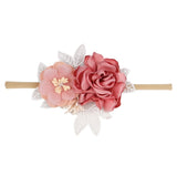 IBOWS Hair Accessories Lovely Baby Headband Fake Flower Nylon Hair Bands For Kids Artificial Floral Elastic Head Bands Headwear