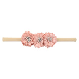 IBOWS Hair Accessories Lovely Baby Headband Fake Flower Nylon Hair Bands For Kids Artificial Floral Elastic Head Bands Headwear