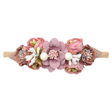IBOWS Hair Accessories Lovely Baby Headband Fake Flower Nylon Hair Bands For Kids Artificial Floral Elastic Head Bands Headwear