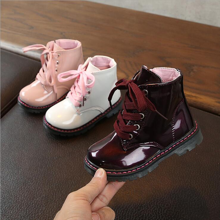 NEW Girls Leather Boots Boys Shoes Spring Autumn PU Leather Children Boots Fashion Toddler Kids Boots Warm Winter Boots