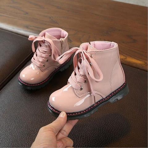 NEW Girls Leather Boots Boys Shoes Spring Autumn PU Leather Children Boots Fashion Toddler Kids Boots Warm Winter Boots