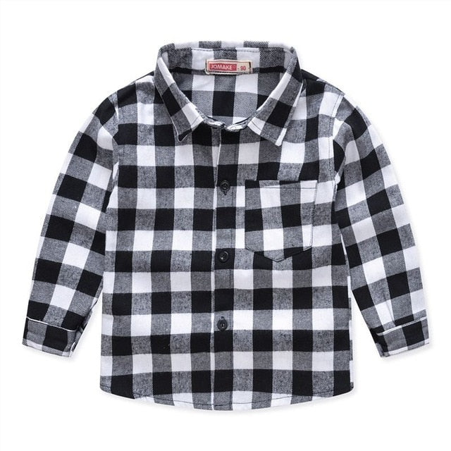 Spring Autumn 2019 New Boys Long Sleeve Classic Plaid Lapel Shirts Tops with Pocket Baby Boys Casual Shirt Kids Clothing