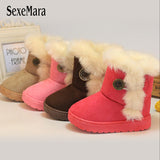 Classic Turned-over Baby Plush Children Boots for Boys Girls 2019 Artificial Fur High Top Keep Warm Kids Shoes Not Smooth C06041