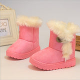 Classic Turned-over Baby Plush Children Boots for Boys Girls 2019 Artificial Fur High Top Keep Warm Kids Shoes Not Smooth C06041