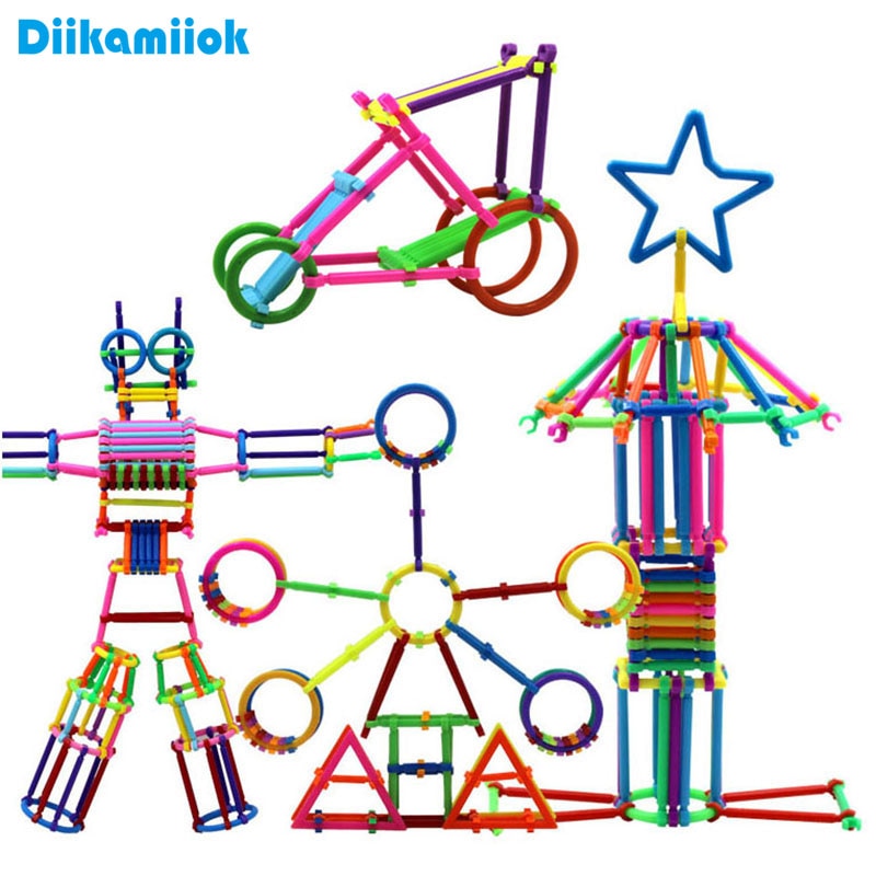 100pcs/lot Smart Stick Building Blocks Kids DIY Toy Safe Plastic Assembled Educational Toys for Children Birthday Gift DK1-100