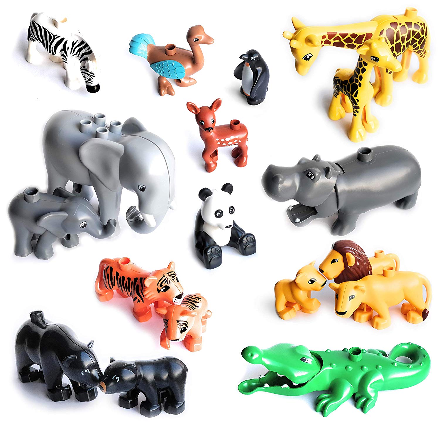 Duploe Big Size Diy Building Blocks Animal Accessories Figures Lion Panda Compatible with Duploed Toys for Children Kids Gifts