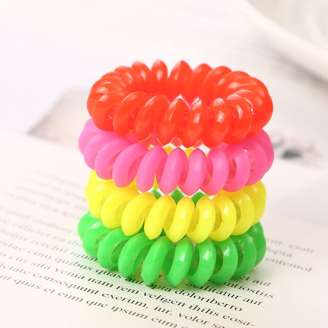 10PCS/lot 2cm Small Telephone Line Hair Ropes Girls Colorful Elastic Hair Bands Kid Ponytail Holder Tie Gum Hair Accessories