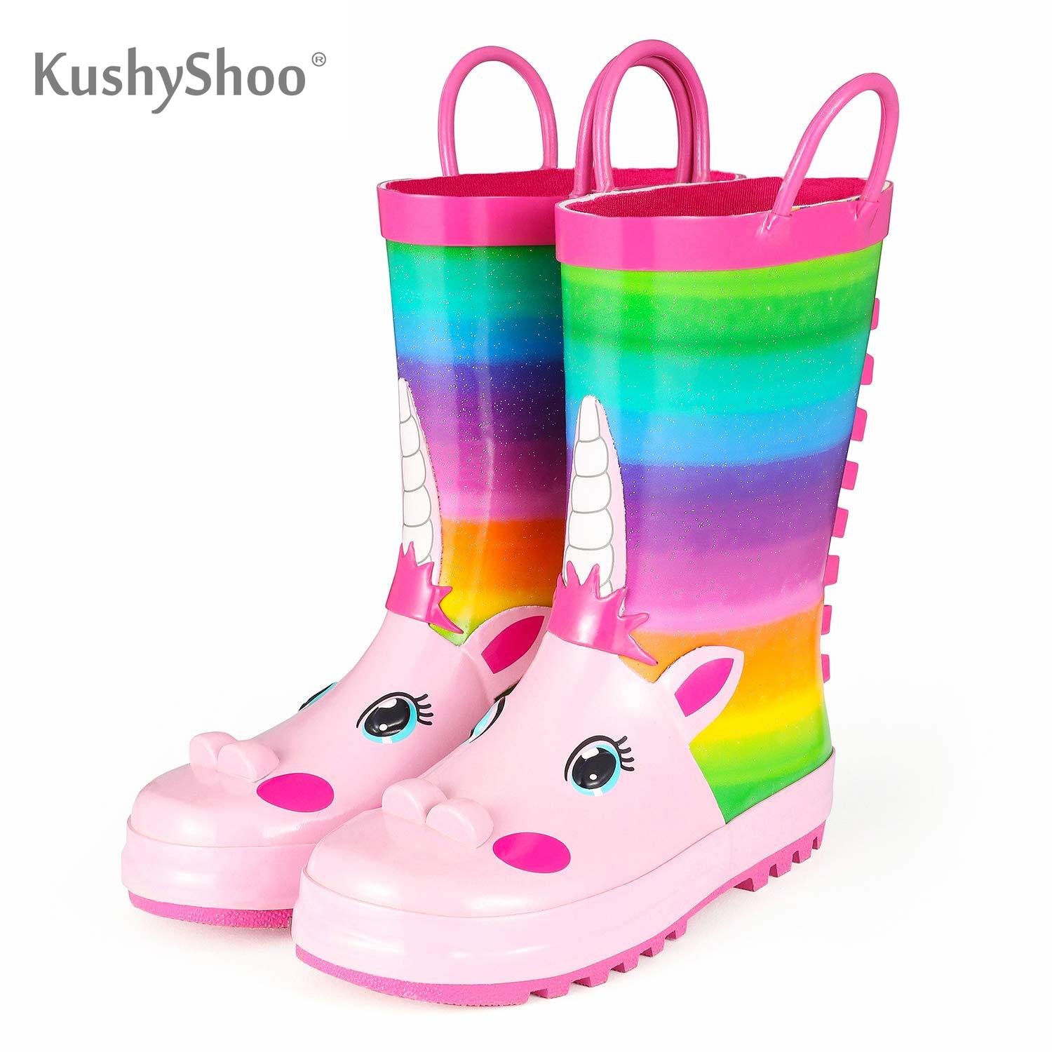 KushyShoo Rain Boots Kids Girl Cute Unicorn Printed Children's Rubber Boots Kalosze Dla Dzieci Waterproof Baby Water Shoes