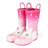 KushyShoo Rain Boots Kids Girl Cute Unicorn Printed Children's Rubber Boots Kalosze Dla Dzieci Waterproof Baby Water Shoes