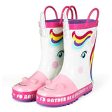 KushyShoo Rain Boots Kids Girl Cute Unicorn Printed Children's Rubber Boots Kalosze Dla Dzieci Waterproof Baby Water Shoes