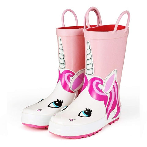 KushyShoo Rain Boots Kids Girl Cute Unicorn Printed Children's Rubber Boots Kalosze Dla Dzieci Waterproof Baby Water Shoes