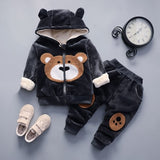 Warm Baby Girls Clothing Set Winter Thick Plush Cotton Clothing Sets For Baby Girls Hoodies And Pants Kids Suit Children Clothes