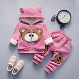 Warm Baby Girls Clothing Set Winter Thick Plush Cotton Clothing Sets For Baby Girls Hoodies And Pants Kids Suit Children Clothes