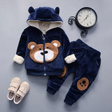 Warm Baby Girls Clothing Set Winter Thick Plush Cotton Clothing Sets For Baby Girls Hoodies And Pants Kids Suit Children Clothes