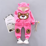 Warm Baby Girls Clothing Set Winter Thick Plush Cotton Clothing Sets For Baby Girls Hoodies And Pants Kids Suit Children Clothes