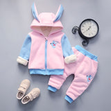 Warm Baby Girls Clothing Set Winter Thick Plush Cotton Clothing Sets For Baby Girls Hoodies And Pants Kids Suit Children Clothes