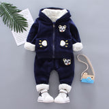 Warm Baby Girls Clothing Set Winter Thick Plush Cotton Clothing Sets For Baby Girls Hoodies And Pants Kids Suit Children Clothes