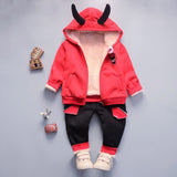 Warm Baby Girls Clothing Set Winter Thick Plush Cotton Clothing Sets For Baby Girls Hoodies And Pants Kids Suit Children Clothes