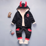 Warm Baby Girls Clothing Set Winter Thick Plush Cotton Clothing Sets For Baby Girls Hoodies And Pants Kids Suit Children Clothes