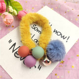 1PCS Lovely Clover Gray Ball Elastic Hair Bands Toys For Girls Handmade Bow Headband Scrunchy Kids Hair Accessories For Womens