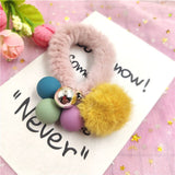 1PCS Lovely Clover Gray Ball Elastic Hair Bands Toys For Girls Handmade Bow Headband Scrunchy Kids Hair Accessories For Womens