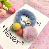 1PCS Lovely Clover Gray Ball Elastic Hair Bands Toys For Girls Handmade Bow Headband Scrunchy Kids Hair Accessories For Womens