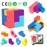 Zhenwei Magnetic Puzzles  7pcs Magnetic Bricks and 54 Smart Cards Braind Toy/Brainteaser Puzzles for Develop Kids Intelligence