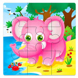 Mini Size 11*11CM Kids Toy Wood Puzzle  Wooden 3D Puzzle Jigsaw for Children Baby Cartoon Animal/Traffic Puzzles Educational Toy