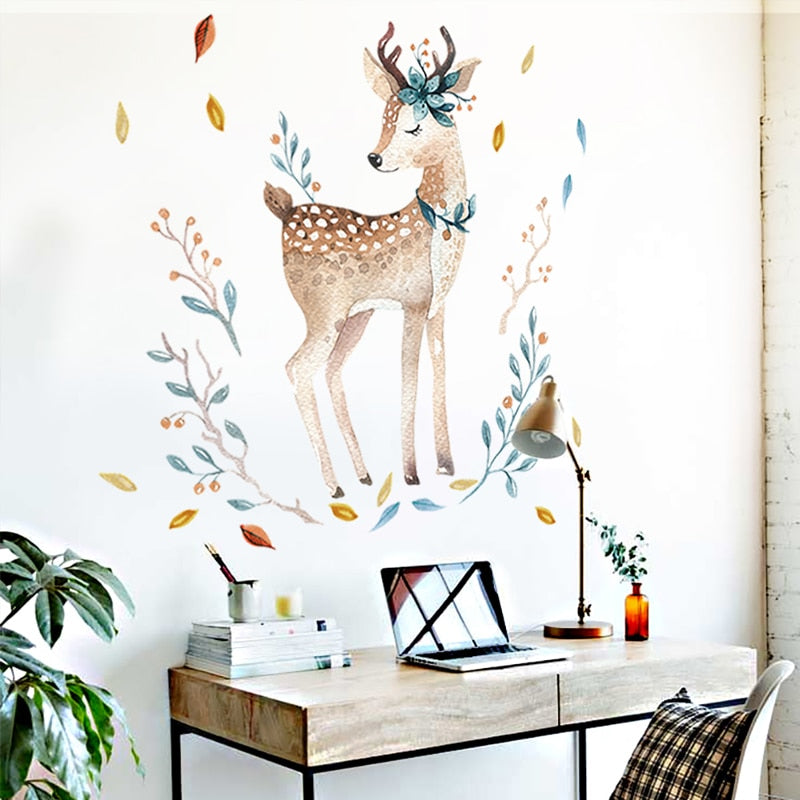 Bedroom Wall decor Deer wall stickers for kids rooms Door stickers muraux Home Living room house Decoration Accessories