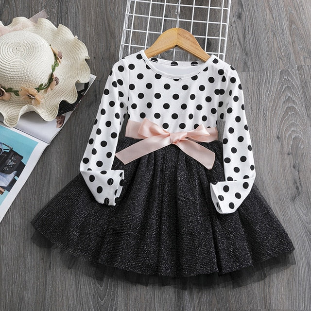Winter Kids Dresses For Girls Long Sleeve Children Clothing Sequins Stars Tutu Girls Casual School Wear Princess Party Dress