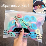 50/100pcs/Set Girls Colorful Nylon Small Elastic Hair Bands Children Ponytail Holder Rubber Bands Headband Kids Hair Accessories