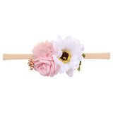 IBOWS Hair Accessories Lovely Baby Headband Fake Flower Nylon Hair Bands For Kids Artificial Floral Elastic Head Bands Headwear