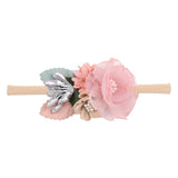 IBOWS Hair Accessories Lovely Baby Headband Fake Flower Nylon Hair Bands For Kids Artificial Floral Elastic Head Bands Headwear