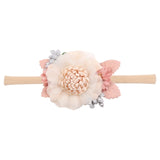 IBOWS Hair Accessories Lovely Baby Headband Fake Flower Nylon Hair Bands For Kids Artificial Floral Elastic Head Bands Headwear