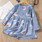Melario Girls Dresses Fashion Kids Girl Dress Printing Long Sleeve Princess Dress Casual Kids Dresses Floral Children's Clothing