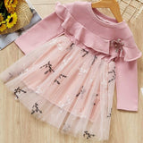 Melario Girls Dresses Fashion Kids Girl Dress Printing Long Sleeve Princess Dress Casual Kids Dresses Floral Children's Clothing