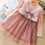 Melario Girls Dresses Fashion Kids Girl Dress Printing Long Sleeve Princess Dress Casual Kids Dresses Floral Children's Clothing