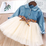 Melario Fashion Leopard Girls Dresses Spring With belt Kids Dress Children Clothing Princess Dress Casual Kids Girls Clothes
