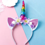 Girls Flower Cat Ears Cute Unicorn Headbands Children Headwear Photo Props Party Hair Hoop Hairbands Kids Hair Accessories
