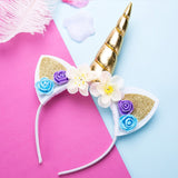 Girls Flower Cat Ears Cute Unicorn Headbands Children Headwear Photo Props Party Hair Hoop Hairbands Kids Hair Accessories