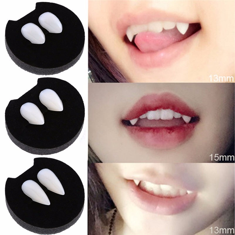 2pcs Cosplay Halloween Dentures Zombie Ghost Devil Werewolf Teeth Box Packed Prop Costume Party Vampire Teeth Fangs Kid Toy Gift