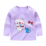 Unisex 6M-5T Autumn Winter Cotton T shirt Cartoon Long Sleeve Baby Boys Girls Tees Kids Children Casual Clothing O-Neck Clothes