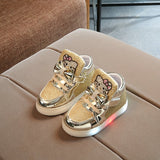Fashion New Spring Autumn Children Glowing Sneakers Kids Shoes Chaussure Enfant Hello Kitty Girls Shoes With LED Light 21-30
