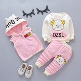 Baby Boys Girls Christmas Autumn Warm WaistCoat + Sweatshirt + Pants 3Pcs Infant Kids Children Sports Suit Toddler Clothes W168