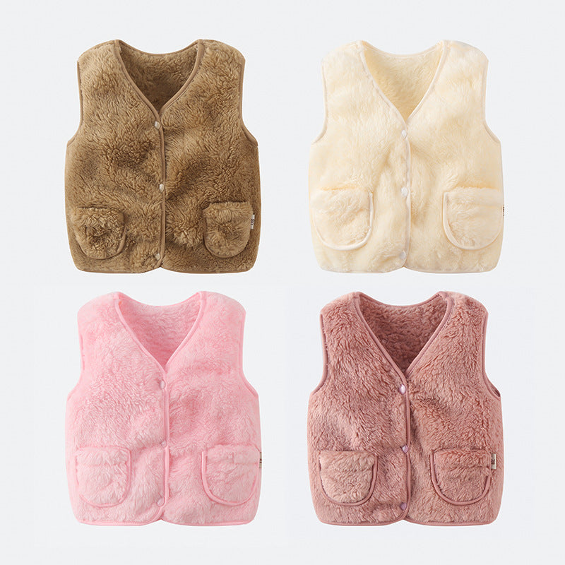 Winter Children Vest Fur Waistcoat Thick Warm Kid Jacket sleeveless Baby Girl Boy Toddler Children Clothing Casual