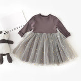 Winter Kids Dresses For Girls Long Sleeve Children Clothing Sequins Stars Tutu Girls Casual School Wear Princess Party Dress