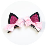 2pcs/Set Cute Hair Clips For Girls Glitter Rainbow Felt Fabric Flowers Hairpins Cat Ears Bunny Barrettes Kids Hair Accessories