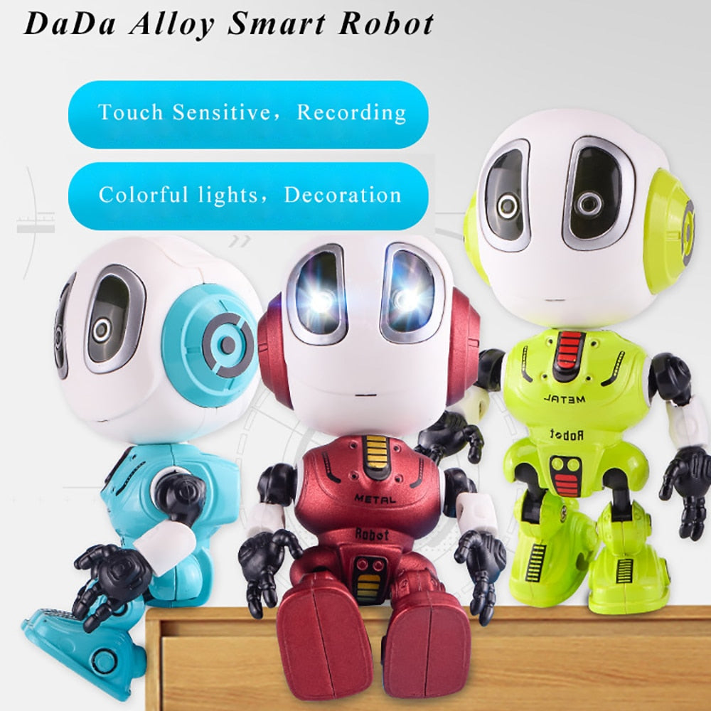 Smart Talking Robot Toy DIY Gesture Electronic Action Figure Toy Head Touch-Sensitive LED Light Alloy Robot Toys For Kids Gift