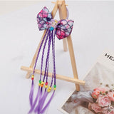 Xugar Hair Accessories Hair Bows Hair Bands for Girls Mermaid Bowknot Scrunchie for Hair Tie Kids Long Braid Pigtails Headband